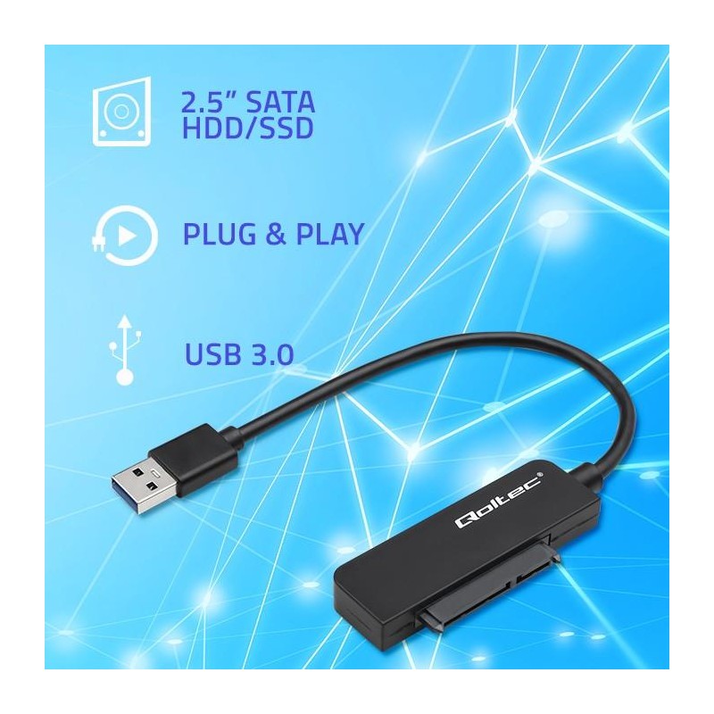 Kabel adapter Qoltec SATA | Przejściówka na dysk SSD HDD 2.5… | PartsPC.pl
