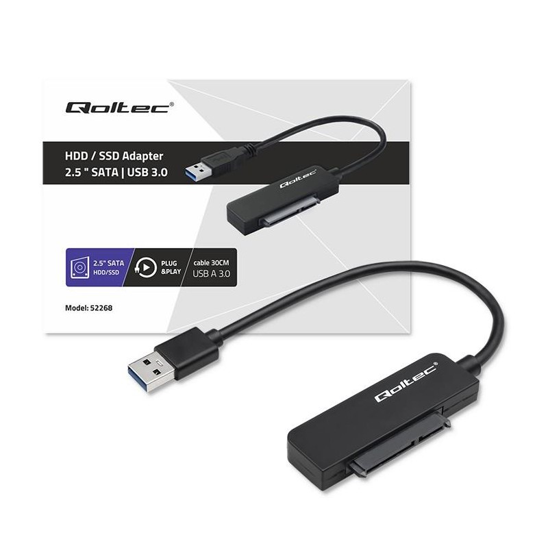 Kabel adapter Qoltec SATA | Przejściówka na dysk SSD HDD 2.5… | PartsPC.pl