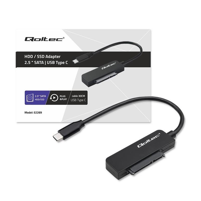 Kabel adapter Qoltec SATA | Przejściówka na dysk SSD HDD 2.5… | PartsPC.pl