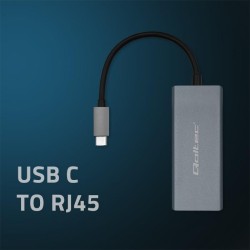 Kabel adapter Qoltec USB-C na RJ45 Ethernet | 1000Mb/s | Alu… | PartsPC.pl