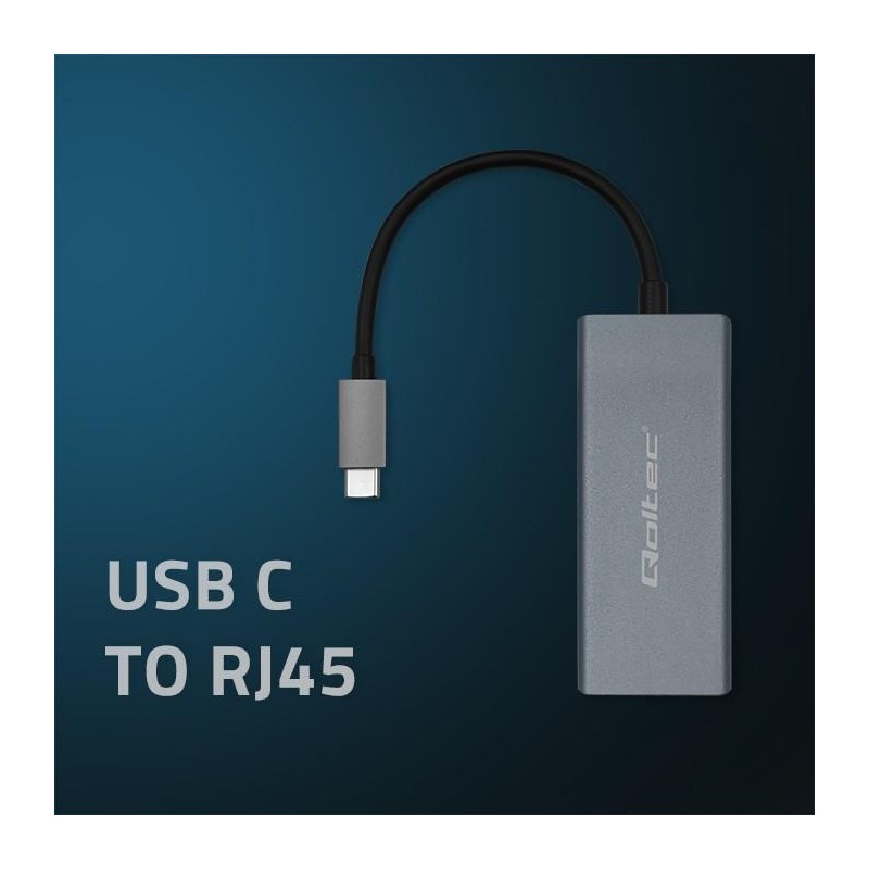 Kabel adapter Qoltec USB-C na RJ45 Ethernet | 1000Mb/s | Alu… | PartsPC.pl