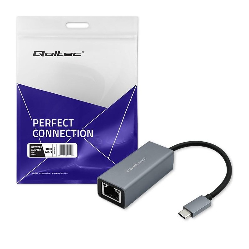 Kabel adapter Qoltec USB-C na RJ45 Ethernet | 1000Mb/s | Alu… | PartsPC.pl