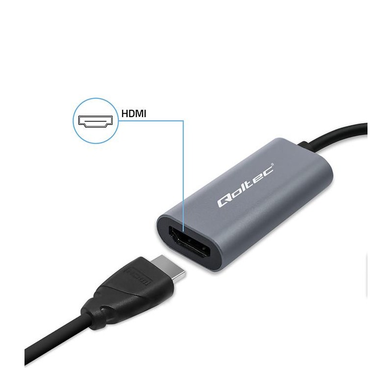 Kabel adapter Qoltec USB-C na HDMI 4K | 60Hz | 32AWG 0,17m… | PartsPC.pl