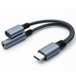 Kabel adapter Qoltec 2w1 USB-C - USB-C + Jack 3.5mm, PD 15W,… | PartsPC.pl