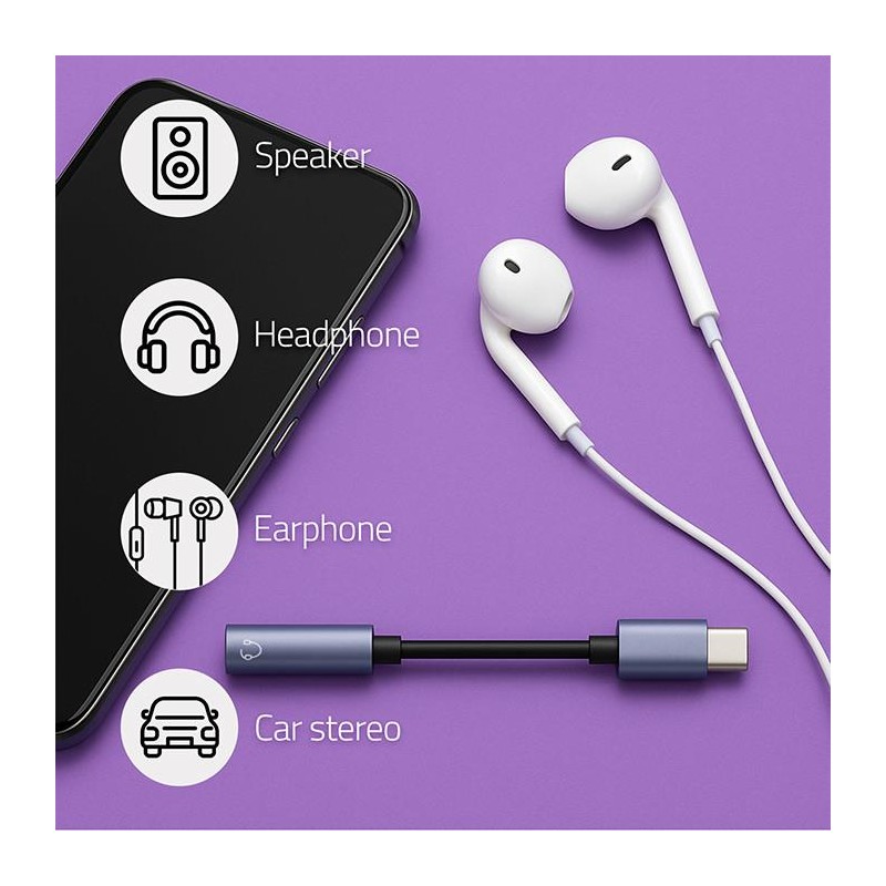 Kabel adapter Qoltec USB-C - Jack 3.5mm, 0,1m | PartsPC.pl