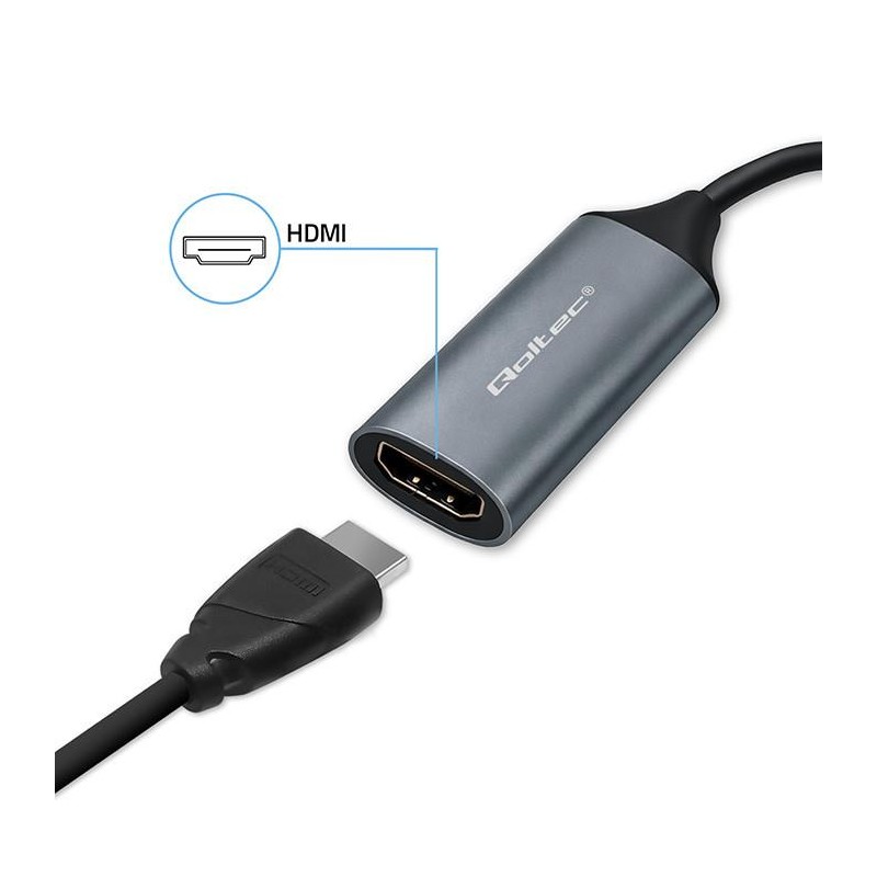 Kabel adapter Qoltec USB-C USB-A | HDMI | 4K 30Hz | Aluminiu… | PartsPC.pl