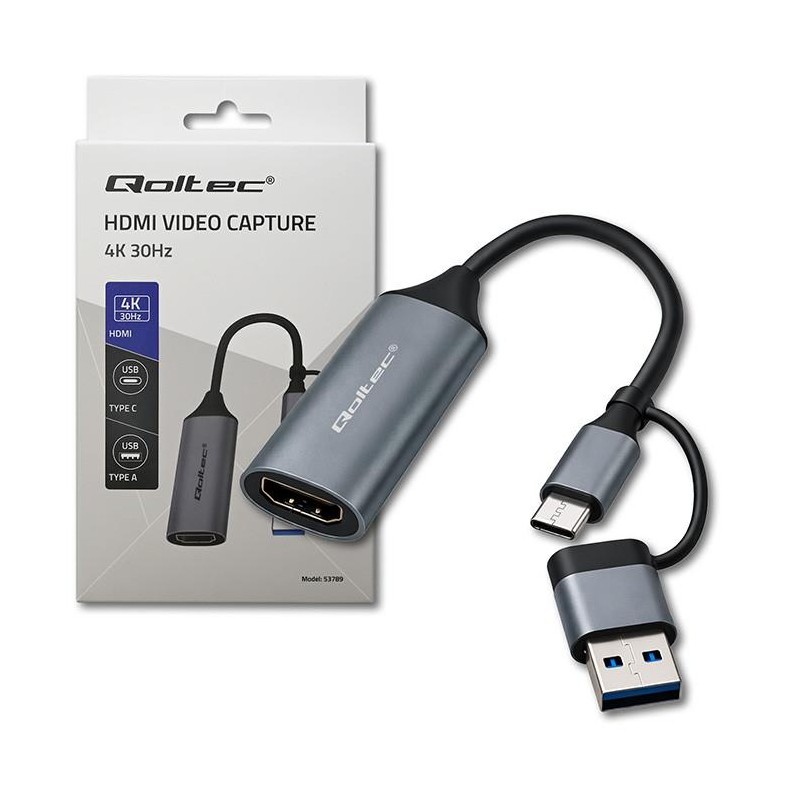 Kabel adapter Qoltec USB-C USB-A | HDMI | 4K 30Hz | Aluminiu… | PartsPC.pl