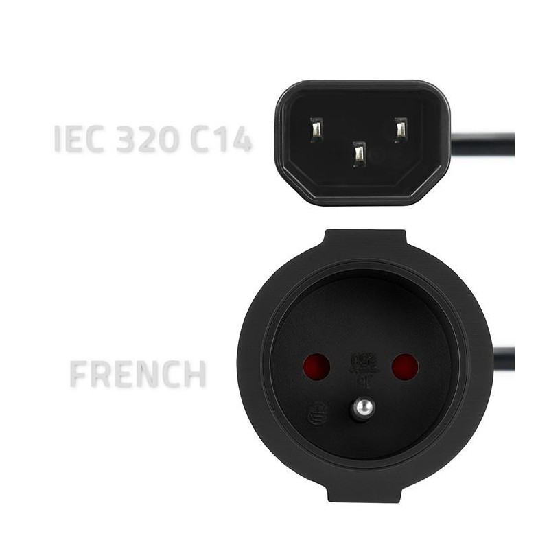Adapter Qoltec IEC 320 C14 / FRENCH | 0.15m | PartsPC.pl