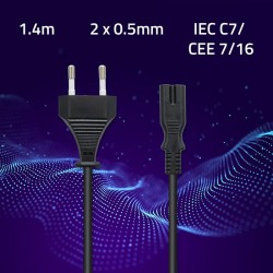 Kabel zasilający Qoltec IEC C7 / CEE 7/16 | ósemka | 2x0.5mm… | PartsPC.pl