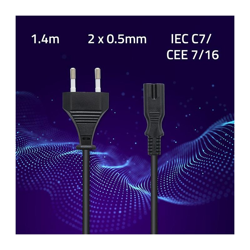 Kabel zasilający Qoltec IEC C7 / CEE 7/16 | ósemka | 2x0.5mm… | PartsPC.pl