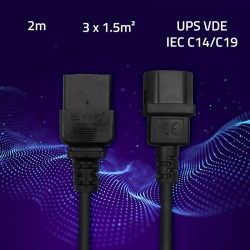 Kabel zasilający Qoltec IEC C14/C19 | 3x1.5mm2 | 2m | PartsPC.pl