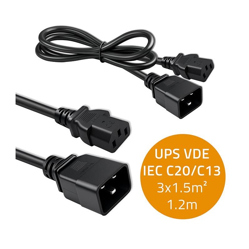 Kabel zasilający Qoltec IEC C20/C13 | 3x1.5mm2 | 1.2m | PartsPC.pl