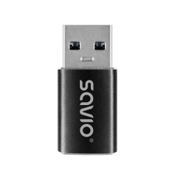 Adapter USB-C 3.1 (F) Savio AK-81 USB-A 3.1 (M), Czarny | PartsPC.pl