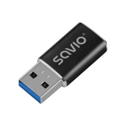 Adapter USB-C 3.1 (F) Savio AK-81 USB-A 3.1 (M), Czarny | PartsPC.pl