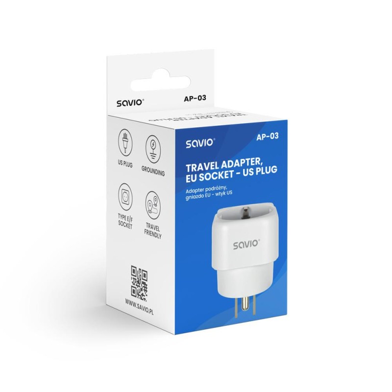Adapter podróżny Savio AP-04 gniazdo EU-wtyk UK