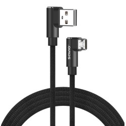 Kabel USB SAVIO CL-162 USB A (M) - Micro USB (M), 2m, kątowy, dwustronny,