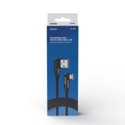 Kabel USB SAVIO CL-162 USB A (M) - Micro USB (M), 2m, kątowy, dwustronny,