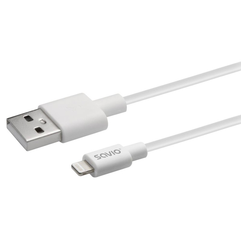 Kabel USB SAVIO CL-192 USB-A do Lightning 1m biały | PartsPC.pl
