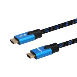 Kabel HDMI v2.1 Savio CL-143 3m, 8K, OFC, niebiesko-czarny, złote końcówki