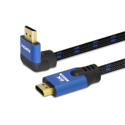 Kabel HDMI v2.1 Savio CL-147 1,8m, 8K, kątowy, OFC, niebiesko-czarny, złote