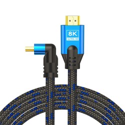 Kabel HDMI v2.1 Savio CL-147 1,8m, 8K, kątowy, OFC, niebiesko-czarny, złote