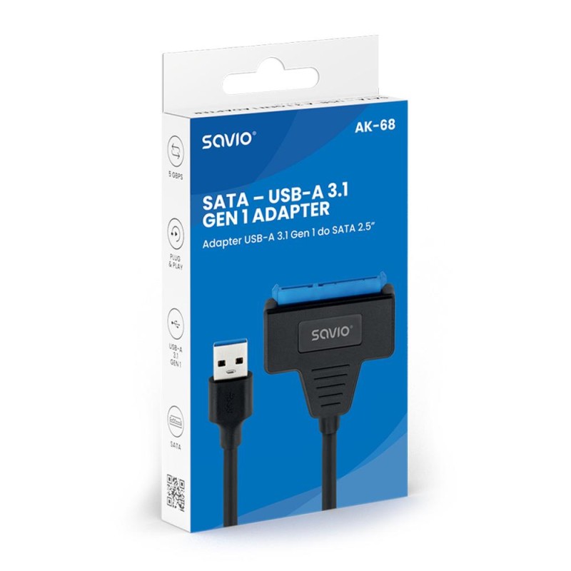 Kabel adapter SAVIO AK-68 USB-A 3.1 Gen 1 (M) - SATA (F) do … | PartsPC.pl