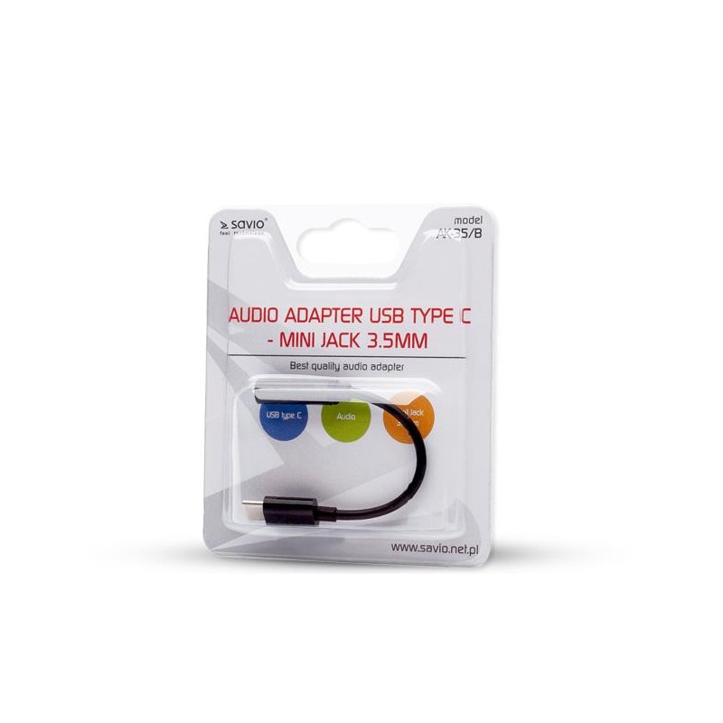 Kabel adapter Savio AK-35 USB Typ C - mini Jack 3,5 mm... | PartsPC.pl