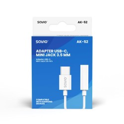 Kabel adapter Savio AK-52 USB-C - Mini Jack 3,5mm (F), Samsung