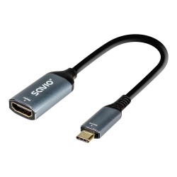 Kabel adapter Savio AK-78 USB-C (M) - HDMI (F) 60Hz, aluminium