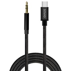 Kabel adapter Savio CL-187 USB-C do Mini Jack 3.5mm 1m | PartsPC.pl