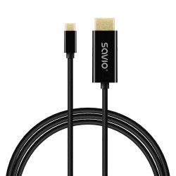 Kabel adapter Savio CL-191 USB-C do HDMI 30Hz 2m plastik | PartsPC.pl