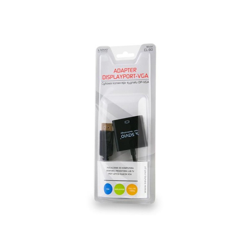 Adapter Savio DisplayPort - VGA CL-90 | PartsPC.pl