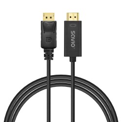 Kabel adapter DisplayPort do HDMI Savio CL-183 1,5m czarny… | PartsPC.pl