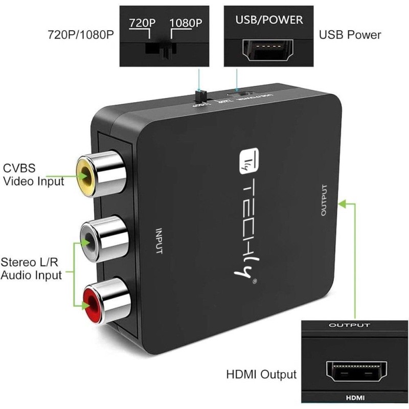Konwerter Techly AV Composite video i audio 3x RCA na HDMI 1… | PartsPC.pl
