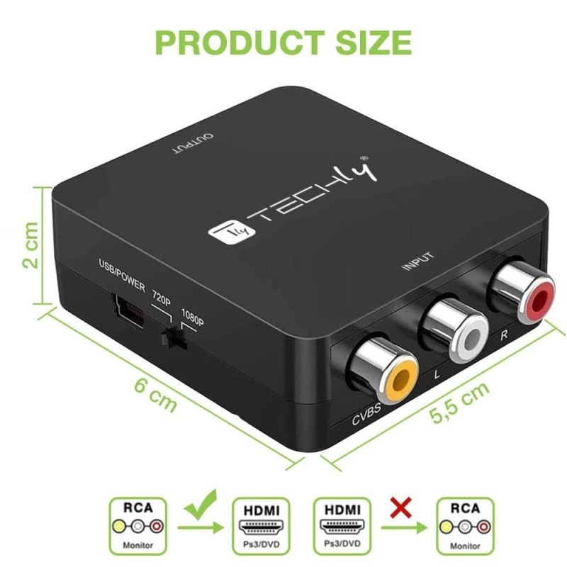 Konwerter Techly AV Composite video i audio 3x RCA na HDMI 1… | PartsPC.pl