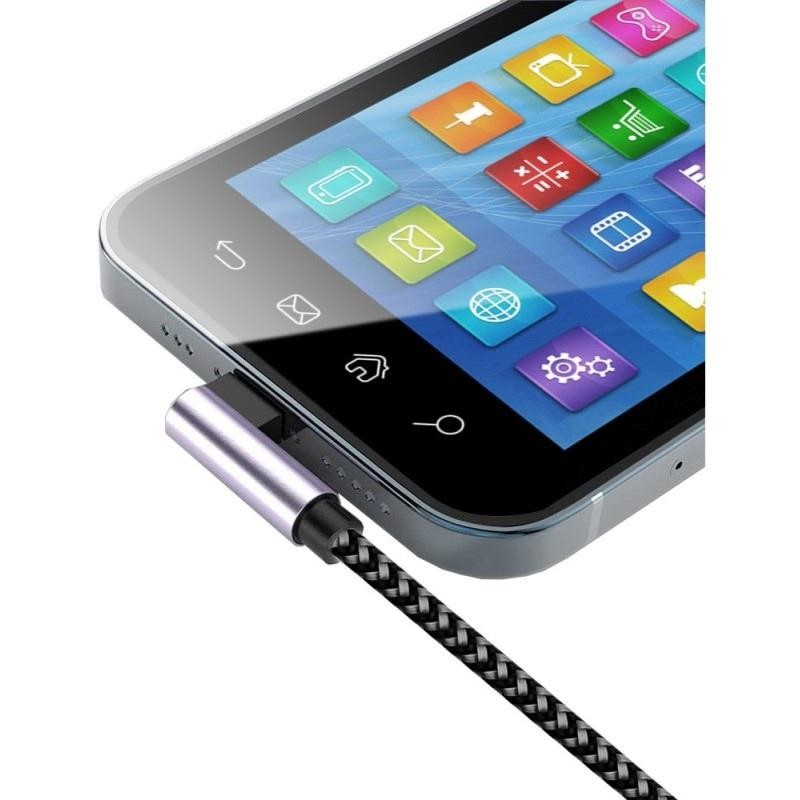 Kabel Techly USB 2.0 USB-A na USB-C kątowy 0,5m M/M 3A | PartsPC.pl