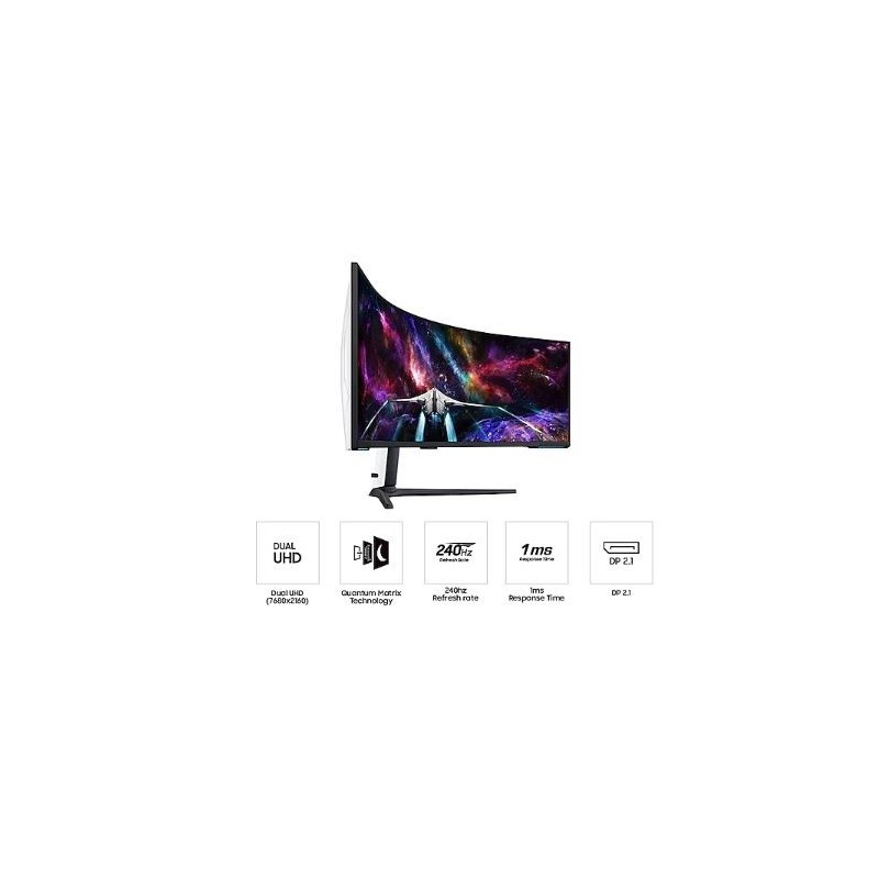 Monitor 57 cali G95NC VA 7680x2160 DUHD 32:9 3xHDMI 1xDP 2xUSB 3.0 KVM 1ms 240Hz HAS Gaming zakrzywiony 3Yd2d