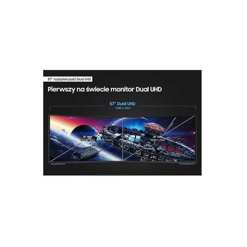 Monitor 57 cali G95NC VA 7680x2160 DUHD 32:9 3xHDMI 1xDP 2xUSB 3.0 KVM 1ms 240Hz HAS Gaming zakrzywiony 3Yd2d