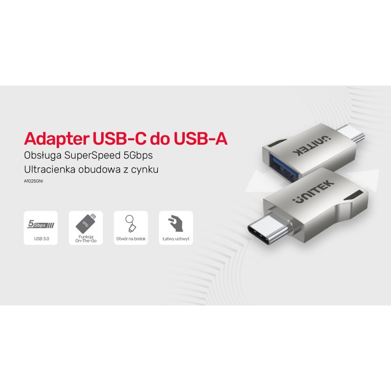 Unitek adapter USB-A na USB-C 3.1 Gen1 A1025GNI | PartsPC.pl