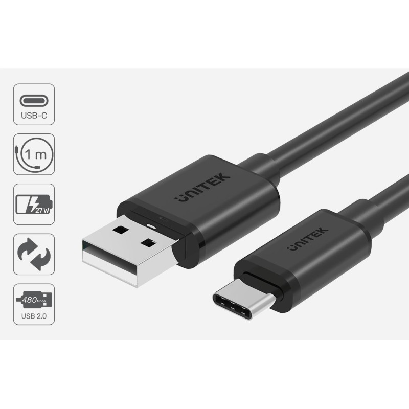 Kabel USB Unitek Y-C482BK USB-A - USB-C 2.0, m/m, 480 Mbps, … | PartsPC.pl