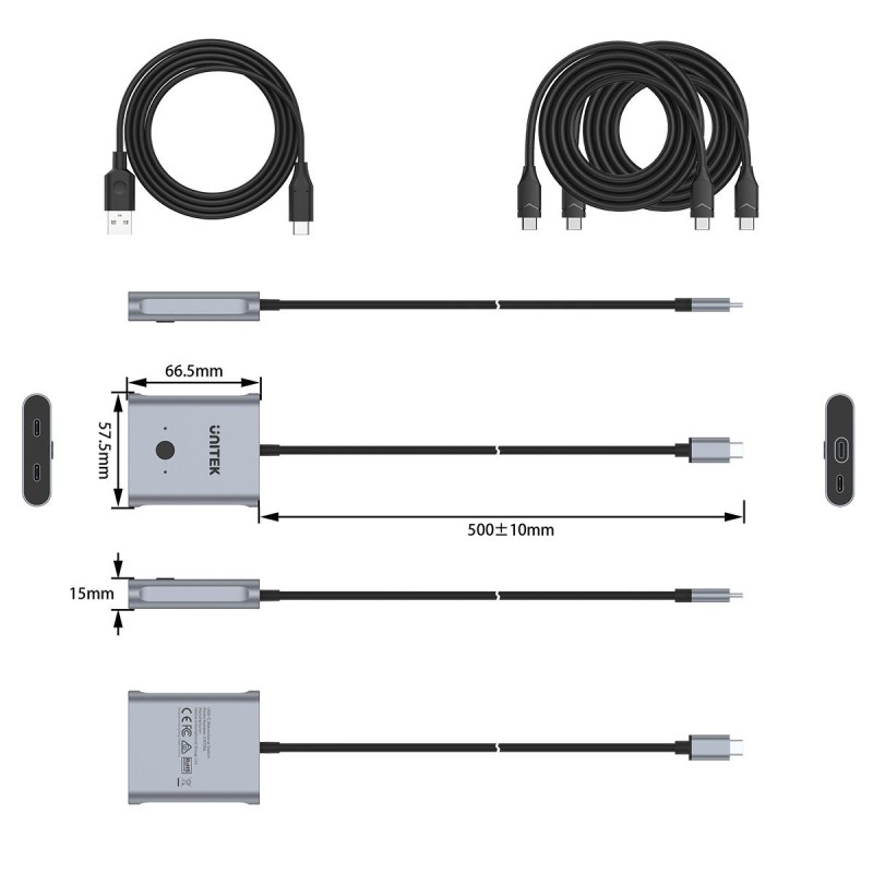 Przełącznik Dwukierunkowy Unitek D1078A USB-C 4K 144Hz PD 10… | PartsPC.pl