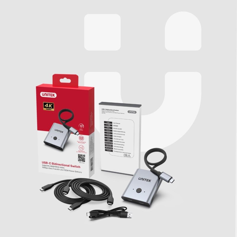Przełącznik Dwukierunkowy Unitek D1078A USB-C 4K 144Hz PD 10… | PartsPC.pl