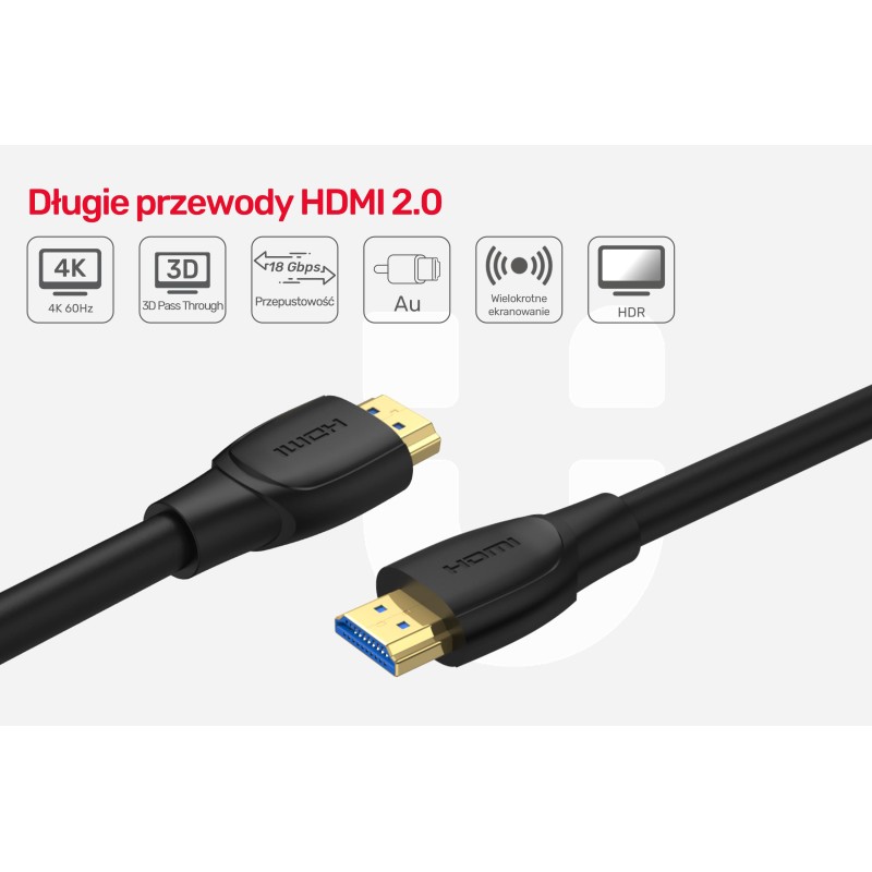 Kabel HDMI Unitek C11043BK HDMI v.2.0 4K M/M High Speed 10m… | PartsPC.pl