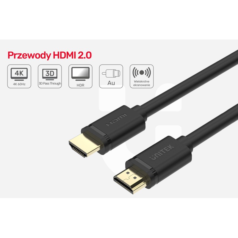 Kabel HDMI Unitek C11061BK-0.3M, HDMI 2.0, 0,3m | PartsPC.pl