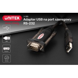 Unitek Y-105 adapter USB- 1x RS-232 | PartsPC.pl