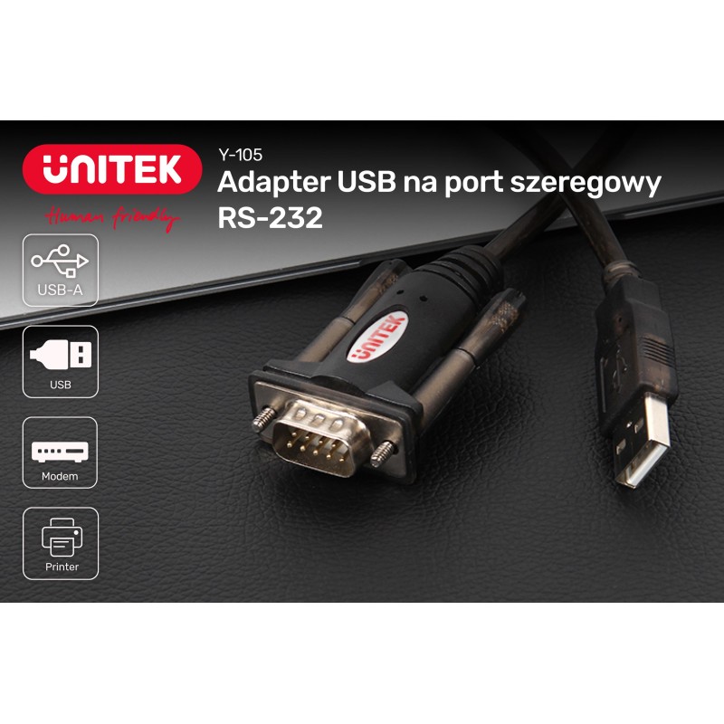 Unitek Y-105 adapter USB- 1x RS-232 | PartsPC.pl