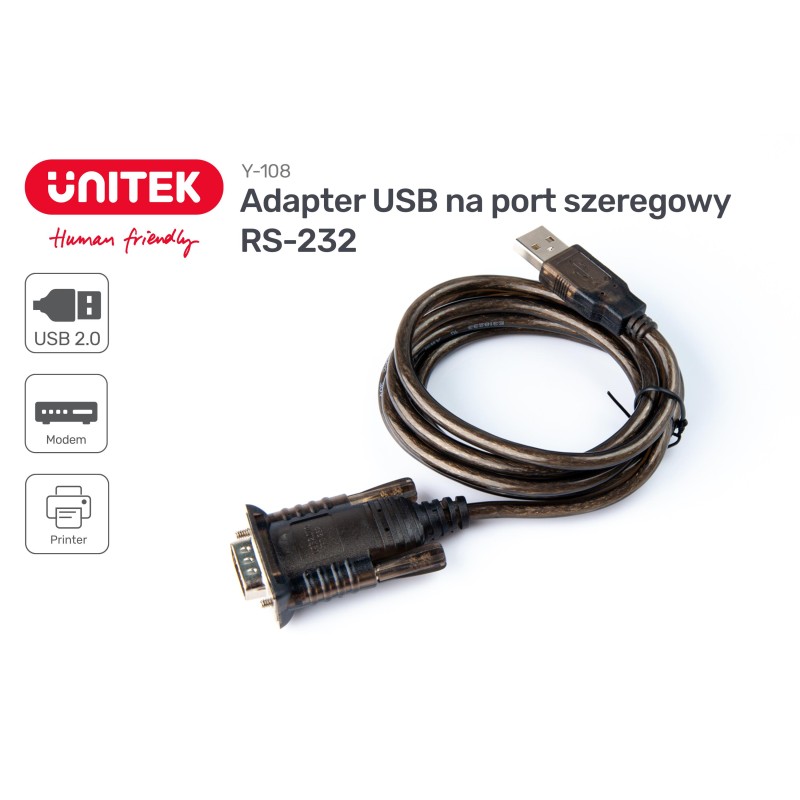 Unitek Y-108 konwerter z USB 2.0 na Serial | PartsPC.pl