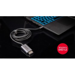Kabel adapter Unitek V1409A USB-C - DP 1.2 4K@60Hz, 1,8m | PartsPC.pl