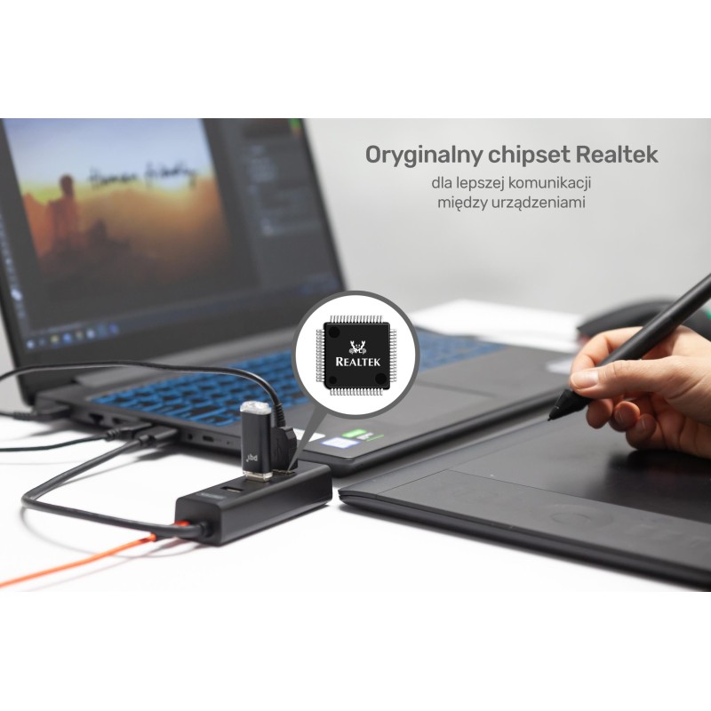 Hub USB Unitek Y-3089 4xUSB 3.0 czarny | PartsPC.pl