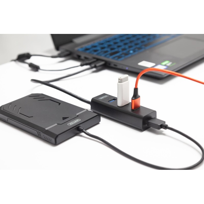 Hub USB Unitek Y-3089 4xUSB 3.0 czarny | PartsPC.pl